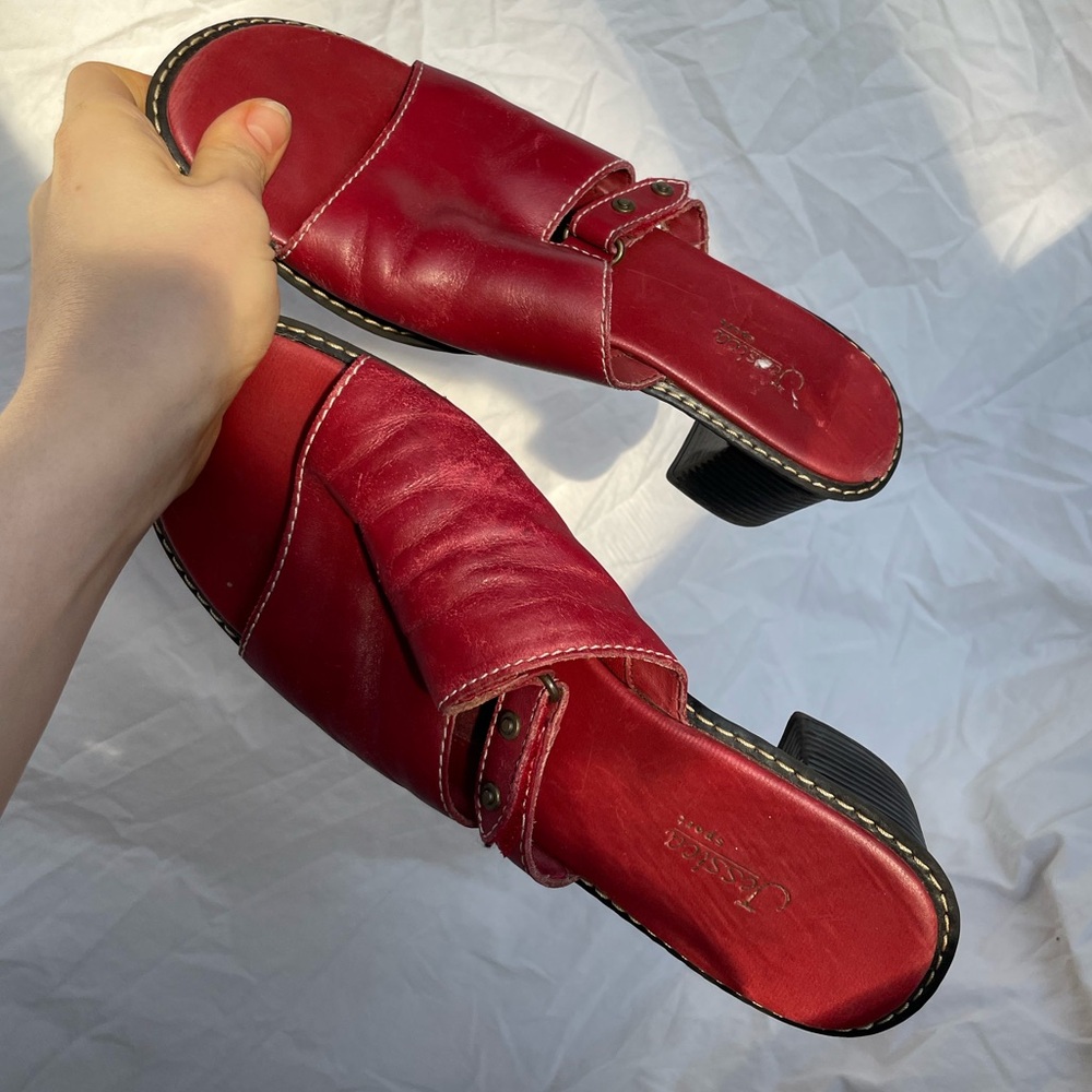 Red leather Y2K heeled sandal Shoes